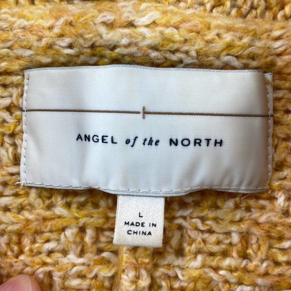 Anthropologie Angel of the North Yellow Open Front Cardigan Sz Large - Picture 2 of 8
